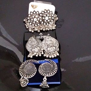 Three beautiful oxidized earrings.